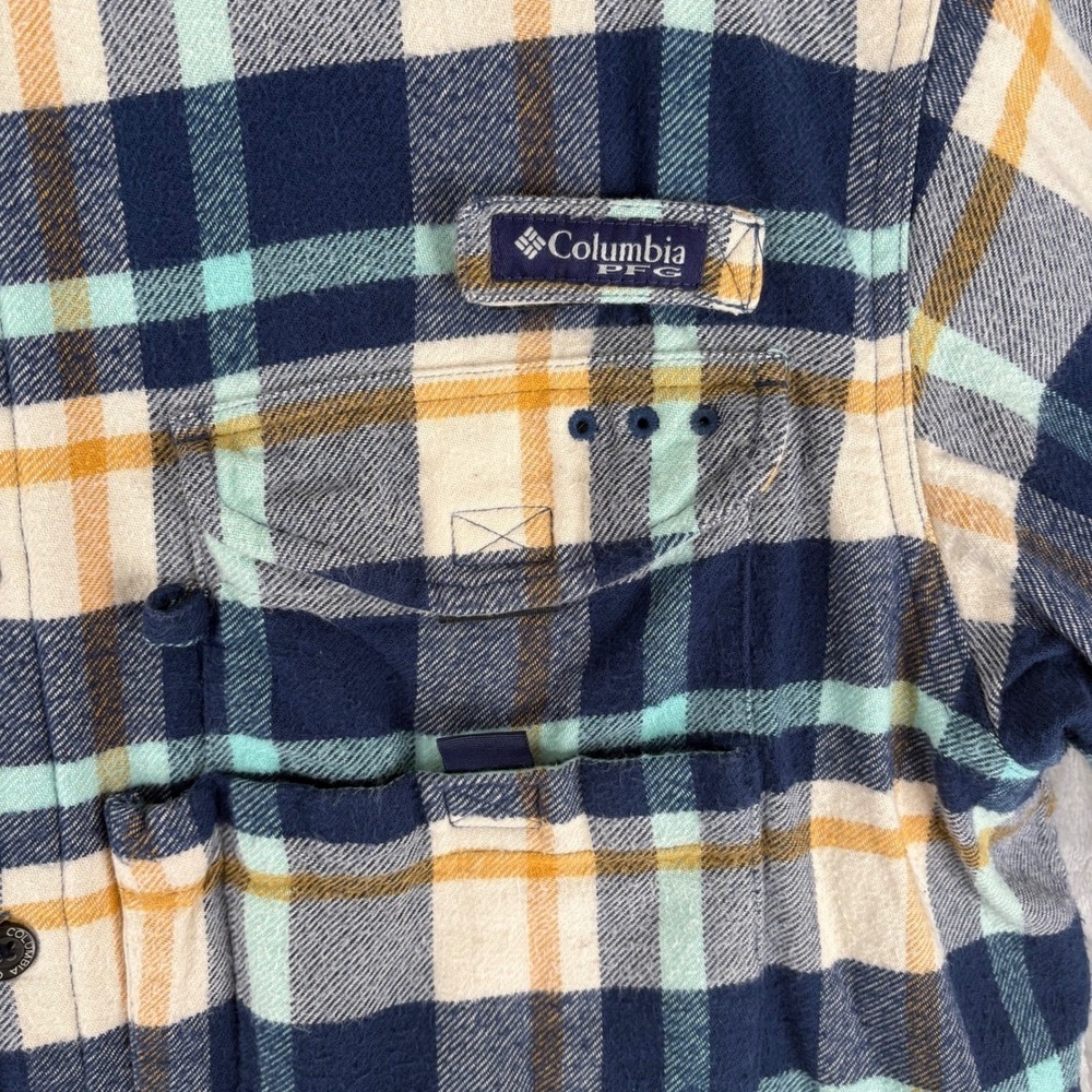 Columbia PFG Flannel Shirt Shacket Jacket Men XL Fleece Lined Plaid Blue Outdoor - Picture 2 of 16